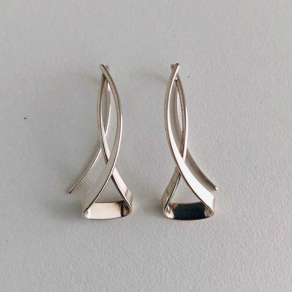 2 pair sterling silver dangle earrings - Picture 2 of 5